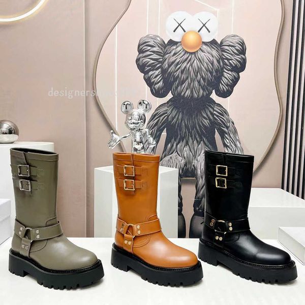 thick bottom round head mid-calf boots belt buckle cowhide slip-on knight boots women's outdoor shoes luxury designer half boot factory, Black
thick bottom round head mid-calf boots belt buckle cowhide slip-on knight boots women's outdoor shoes luxury designer half boot factory, Black