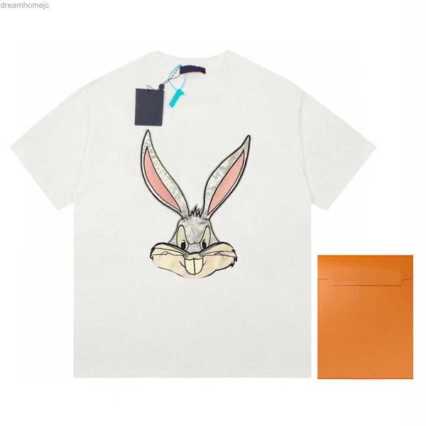 23 summer cute cartoon bucktooth rabbit printing short sleeve for men women oversize round neck clothing, White
23 summer cute cartoon bucktooth rabbit printing short sleeve for men women oversize round neck clothing, White