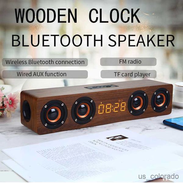 Image of Portable Speakers Bluetooth Speaker Portable Powerful Home Theater Clock Computer Speakers Soundbar Subwoofer Box Music Center R230803