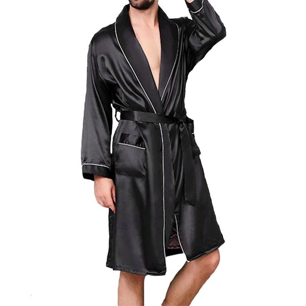 men's robes men satin bathrobe with belt adults contrast color long sleeve v neck night robe pockets 230802
men's robes men satin bathrobe with belt adults contrast color long sleeve v neck night robe pockets 230802