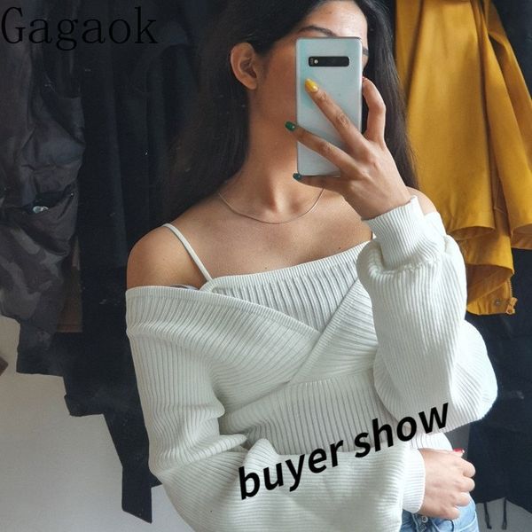 women's sweaters gagaok fake two sweater women v-neck full knitted sweaters korean short chic wild fashion pullovers 230803, White;black
women's sweaters gagaok fake two sweater women v-neck full knitted sweaters korean short chic wild fashion pullovers 230803, White;black