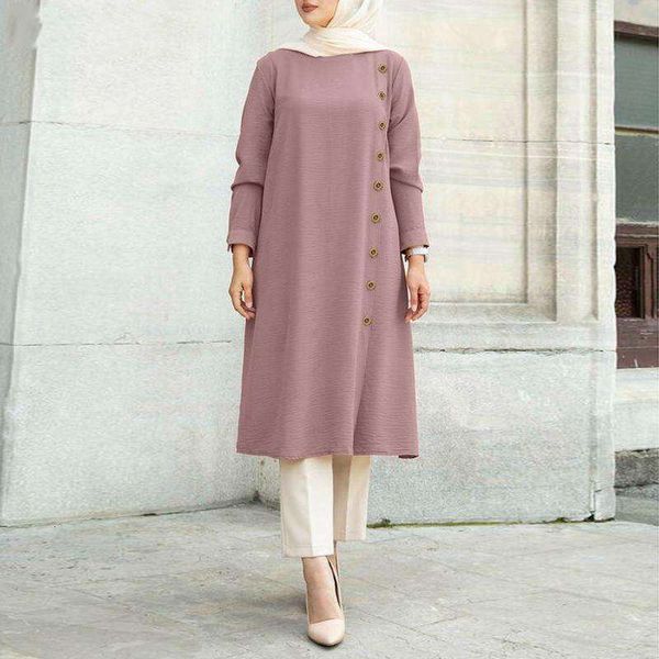 style of muslims loose casual long sleeved button decorated womens shirt dress middle east, Black;gray
style of muslims loose casual long sleeved button decorated womens shirt dress middle east, Black;gray