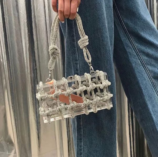 evening bags clear acrylic diamond evening clutch bags women luxury designer hand woven knotted rope purses wedding party 230802
evening bags clear acrylic diamond evening clutch bags women luxury designer hand woven knotted rope purses wedding party 230802