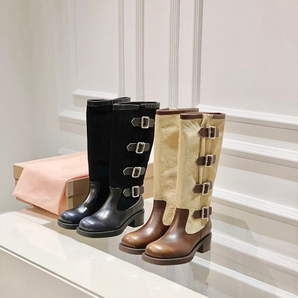 new buckle detailed slip-on knee boots round toe pumps heels for girls women luxury designer fashion booties suede leather sole shoes factor, Black
new buckle detailed slip-on knee boots round toe pumps heels for girls women luxury designer fashion booties suede leather sole shoes factor, Black