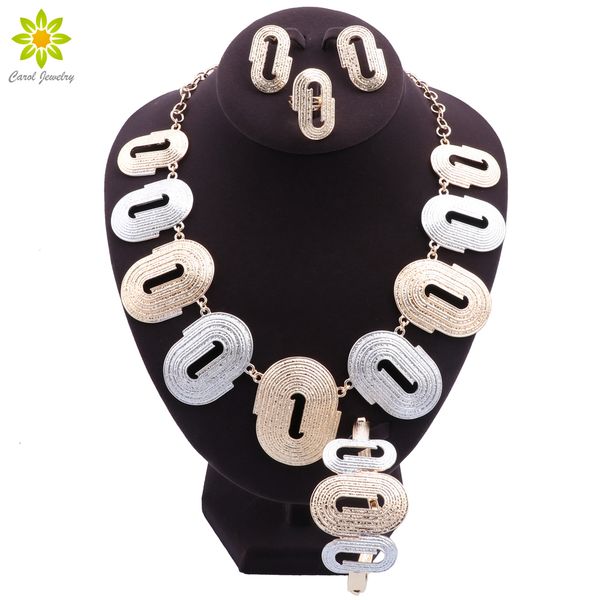 wedding jewelry sets 2023 nigerian bridal necklace earrings bracelet ring dubai 3 color plated big african jewellery 230803, Slivery;golden
wedding jewelry sets 2023 nigerian bridal necklace earrings bracelet ring dubai 3 color plated big african jewellery 230803, Slivery;golden