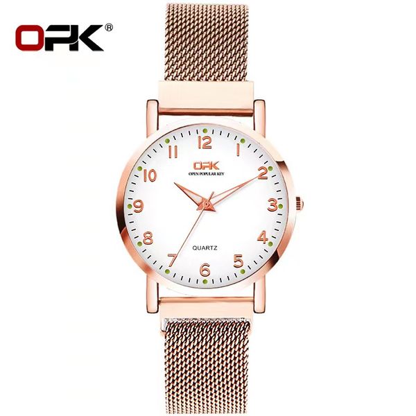 opk quartz women's watch with diamond embedding simple and elegant thin mesh belt magnetic buckle women's watch 31mm, Slivery;brown
opk quartz women's watch with diamond embedding simple and elegant thin mesh belt magnetic buckle women's watch 31mm, Slivery;brown