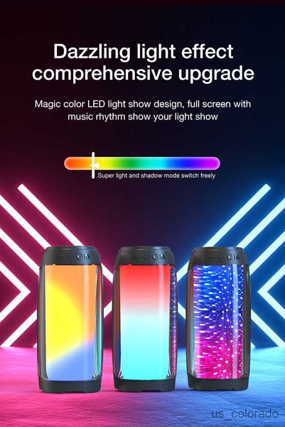 Image of Portable Speakers NEW Bluetooth Speaker Full Screen Colorful LED Light Portable Speaker Bass Wireless Sound Box R230803