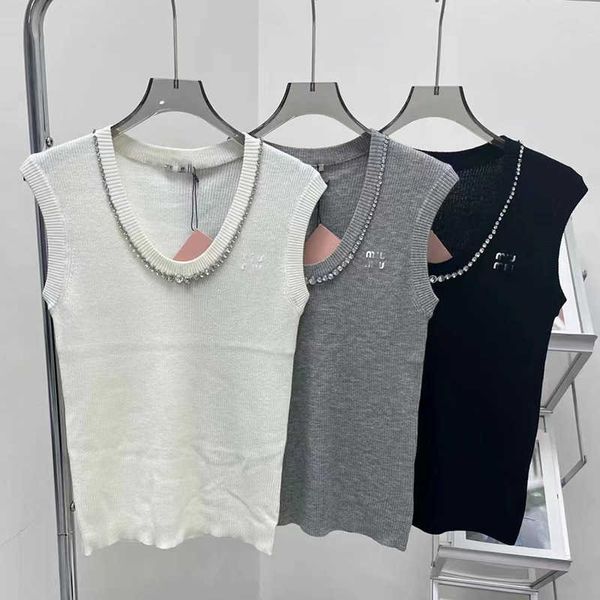 2023 summer new diamond embedding u-neck knitted tank women's elastic slim fit sleeveless bottom top, White
2023 summer new diamond embedding u-neck knitted tank women's elastic slim fit sleeveless bottom top, White