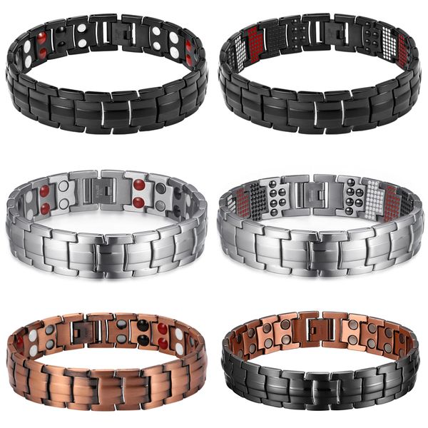 charm bracelets double row strong magnetic therapy bracelet mens fashion black gun plated 4 in 1 bio elements magnetic healing energy bracel, Golden;silver
charm bracelets double row strong magnetic therapy bracelet mens fashion black gun plated 4 in 1 bio elements magnetic healing energy bracel, Golden;silver