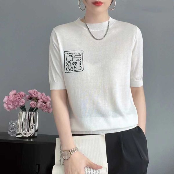 2023 early autumn knitted shirt half high neck half sleeve round neck embroidered celebrity style high grade knitted top, White;black
2023 early autumn knitted shirt half high neck half sleeve round neck embroidered celebrity style high grade knitted top, White;black