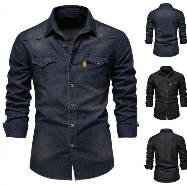 4xl 5xl elastic cotton denim shirt men long sleeve quality cowboy shirts for men casual slim fit mens clothing, White;black
4xl 5xl elastic cotton denim shirt men long sleeve quality cowboy shirts for men casual slim fit mens clothing, White;black