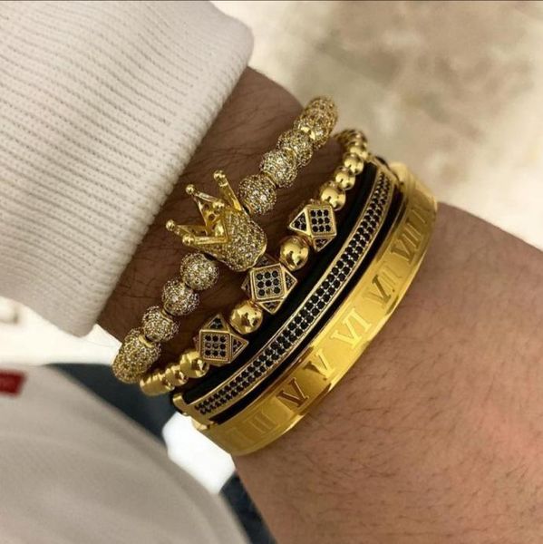 4pcsset roman number stainless steel bracelet women men couple bangle gold crown bracelet jewelry for love vintage bracelets8589592, Golden;silver
4pcsset roman number stainless steel bracelet women men couple bangle gold crown bracelet jewelry for love vintage bracelets8589592, Golden;silver