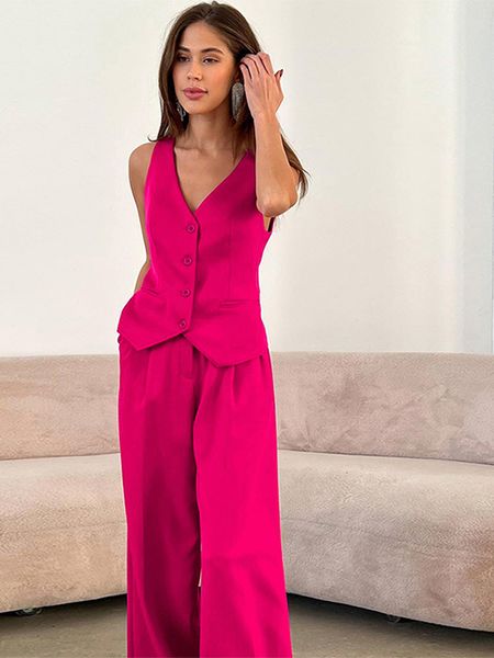 women's two piece pants loose casual pink waistcoat pants 2 piece set sleeveless shirt wide leg pants women's suit temperament com, White
women's two piece pants loose casual pink waistcoat pants 2 piece set sleeveless shirt wide leg pants women's suit temperament com, White