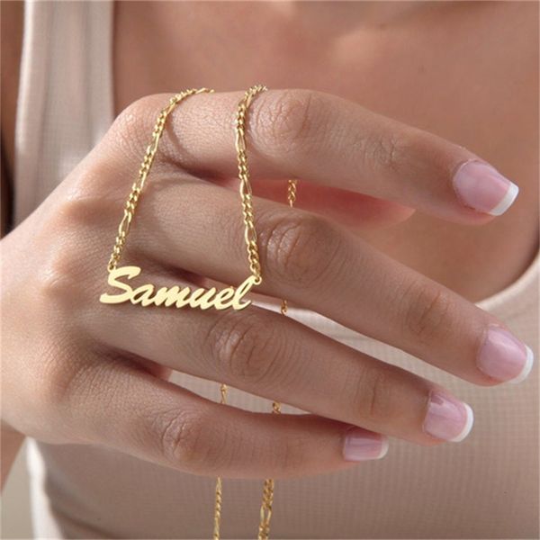 pendant necklaces customized name necklace personalized women stainless steel gold chain pendant nameplate necklace choker christmas jewelry, Silver
pendant necklaces customized name necklace personalized women stainless steel gold chain pendant nameplate necklace choker christmas jewelry, Silver