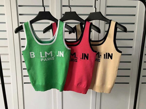 balman sleeveless sweater designer t shirt jacquard letter vest suspender women's t-shirt, White
balman sleeveless sweater designer t shirt jacquard letter vest suspender women's t-shirt, White