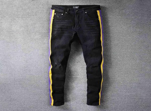 streetwear yellow purple striped jeans men black slim ripped fashion brand jeans pants casual hip dance four season pants7386639, Blue
streetwear yellow purple striped jeans men black slim ripped fashion brand jeans pants casual hip dance four season pants7386639, Blue
