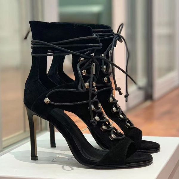 front lace-up stiletto sandals genuine leather gladiator back zip closure peep toe women's party evening dress shoes luxury designers h, Black
front lace-up stiletto sandals genuine leather gladiator back zip closure peep toe women's party evening dress shoes luxury designers h, Black