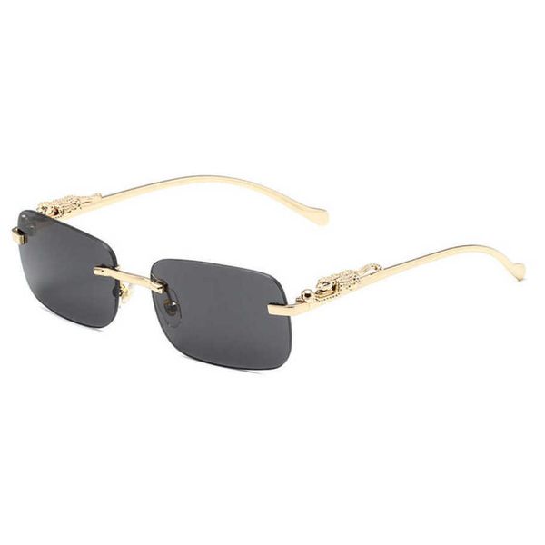 2023 new luxury designer cheetah decorative frameless square color leopard head metal sunglasses for men and women, White;black
2023 new luxury designer cheetah decorative frameless square color leopard head metal sunglasses for men and women, White;black