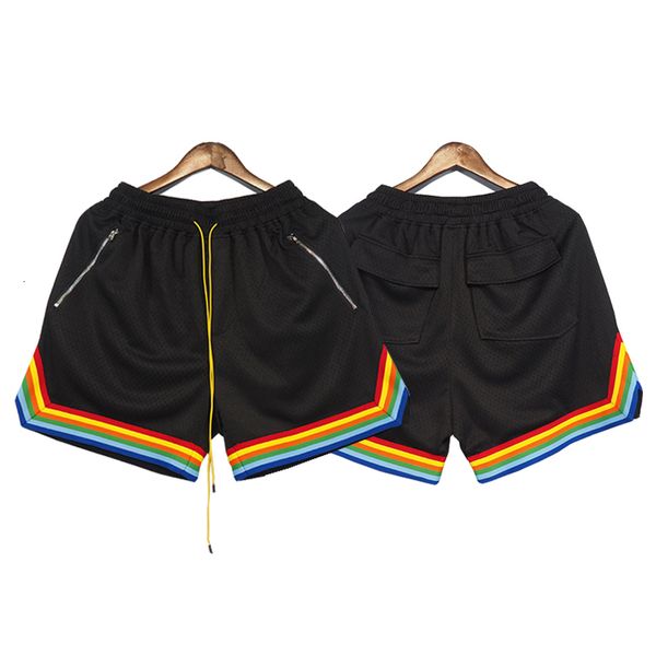 men's shorts black rhude men women casual drawstring zipper pocket inside mesh rainbow stripe oversize rhude breeches 230802, White;black
men's shorts black rhude men women casual drawstring zipper pocket inside mesh rainbow stripe oversize rhude breeches 230802, White;black