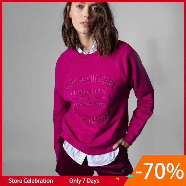 23ss zadig voltaire designer sweatshirt fashion new classic letter embroidery round neck cotton light purple pullover jumper sweater, Black
23ss zadig voltaire designer sweatshirt fashion new classic letter embroidery round neck cotton light purple pullover jumper sweater, Black