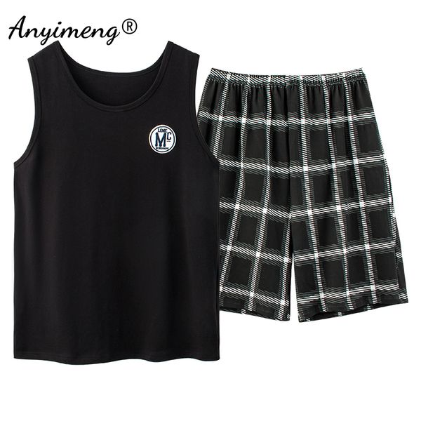 men's sleepwear fashion pajama set men summer shorts plaid bottom sleeveless vest two pieces nightwear sporty embroidery badge cool paj, Black;brown
men's sleepwear fashion pajama set men summer shorts plaid bottom sleeveless vest two pieces nightwear sporty embroidery badge cool paj, Black;brown