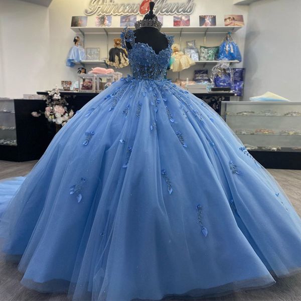 sky blue quinceanera dresses with leaf ball gown spaghetti strap sweetheart 15 prom gown lace up vestido de 16 anos, Blue;red
sky blue quinceanera dresses with leaf ball gown spaghetti strap sweetheart 15 prom gown lace up vestido de 16 anos, Blue;red