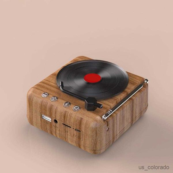 Image of Portable Speakers Portable Vintage Portable Speaker Disk/AUX Play Speaker USB Bluetooth-compatible Record Player Stereo R230803