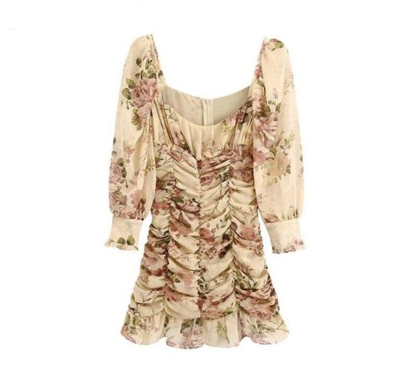 women 2021 fashion floral print ruffled draped mini dress vintage lantern sleeve back zipper female dresses vestido c7153204, Black;gray
women 2021 fashion floral print ruffled draped mini dress vintage lantern sleeve back zipper female dresses vestido c7153204, Black;gray