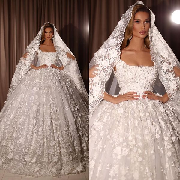 lace ball gown wedding dress 3d floral appliques bridal gowns beads sweep train bride dress vestido de casamento, White
lace ball gown wedding dress 3d floral appliques bridal gowns beads sweep train bride dress vestido de casamento, White