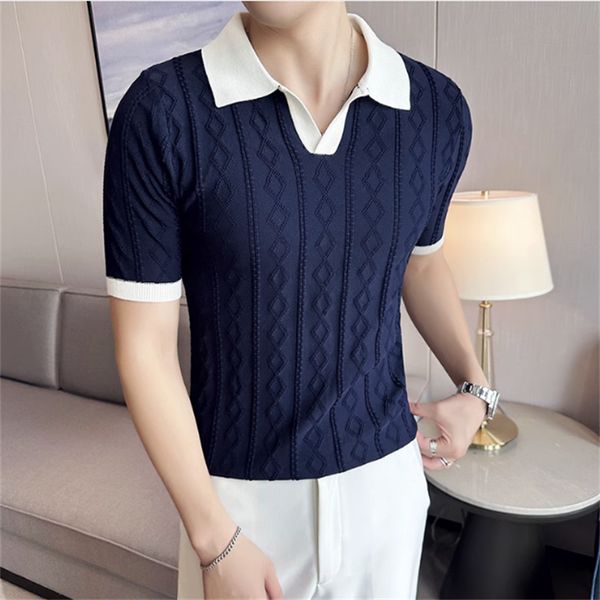 men's clothing luxury knit polo shirt casual striped button down solid color short sleeve t-shirt for men breathable s-3xl, White;black
men's clothing luxury knit polo shirt casual striped button down solid color short sleeve t-shirt for men breathable s-3xl, White;black