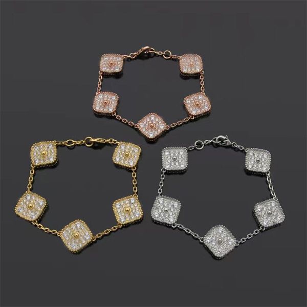 2023 brand classic diamond paved van bracelet link chain 5 motifs bracelet fashionable charm four leaf grass crystal women's bracelet d, Golden;silver
2023 brand classic diamond paved van bracelet link chain 5 motifs bracelet fashionable charm four leaf grass crystal women's bracelet d, Golden;silver