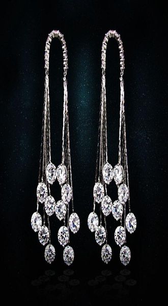 vecalon fashion tassels line dangle earring 5a zircon cz 925 silver engagement wedding drop earring for women bridal jewelry5452972, Golden;silver
vecalon fashion tassels line dangle earring 5a zircon cz 925 silver engagement wedding drop earring for women bridal jewelry5452972, Golden;silver