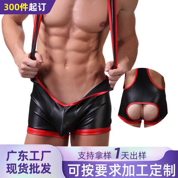 men's fun underwear imitation lacquer leather one piece hanging strap open hip g8006, Black;white
men's fun underwear imitation lacquer leather one piece hanging strap open hip g8006, Black;white