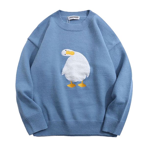 men's sweaters harajuku oversized knitted sweater men cartoon duck goose embroidery jumpers japanese fashion o-neck streetwear couple 2, White;black
men's sweaters harajuku oversized knitted sweater men cartoon duck goose embroidery jumpers japanese fashion o-neck streetwear couple 2, White;black