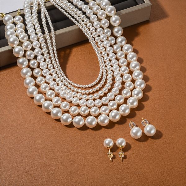korean fever same high-end texture inset vintage round bright white pearl necklace earrings for women trend brand charm jewelry, Black
korean fever same high-end texture inset vintage round bright white pearl necklace earrings for women trend brand charm jewelry, Black