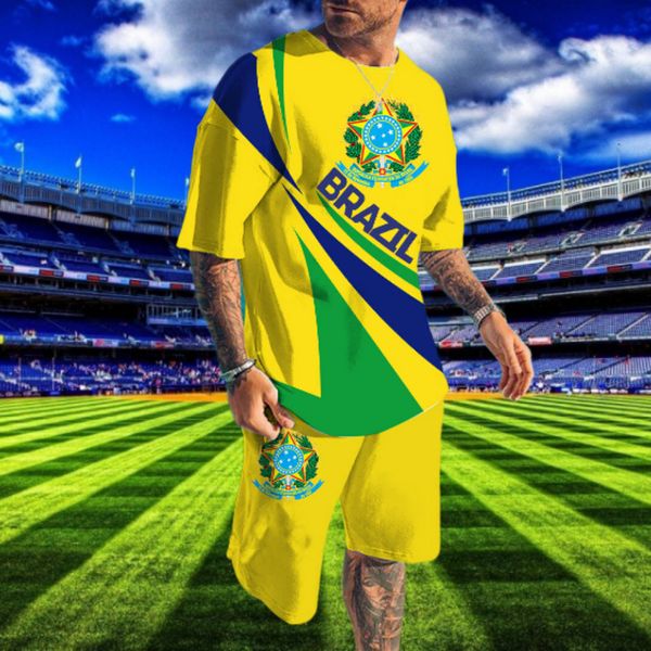men's tracksuits brazilian football tracksuit sets brazil flag national emblem print summer t-shirt shorts 2pcs set oversized casual me, Gray
men's tracksuits brazilian football tracksuit sets brazil flag national emblem print summer t-shirt shorts 2pcs set oversized casual me, Gray
