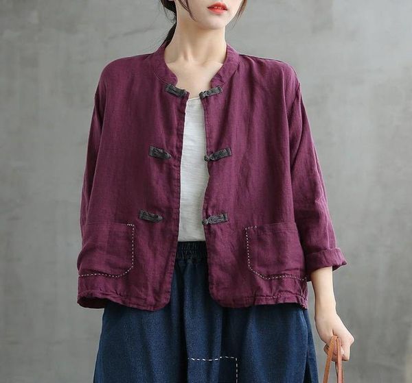 women039s jackets women chinese style long sleeve shirts and for stand embroidery linen blouses 2021 spring button ft2332615137, Black;brown
women039s jackets women chinese style long sleeve shirts and for stand embroidery linen blouses 2021 spring button ft2332615137, Black;brown