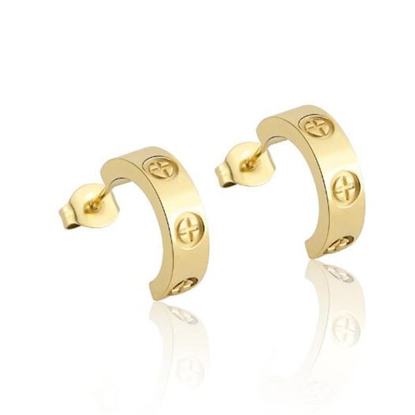 classic luxury jewelry c-shaped cross stud earrings titanium steel love earrings couple gift ab1217, Golden;silver
classic luxury jewelry c-shaped cross stud earrings titanium steel love earrings couple gift ab1217, Golden;silver