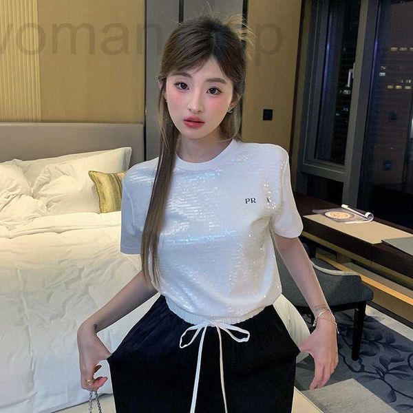 women's t-shirt designer nanyou high edition p family short sleeve 2023 summer new heavy industry embroidery sequins slim fit pure cott, White
women's t-shirt designer nanyou high edition p family short sleeve 2023 summer new heavy industry embroidery sequins slim fit pure cott, White