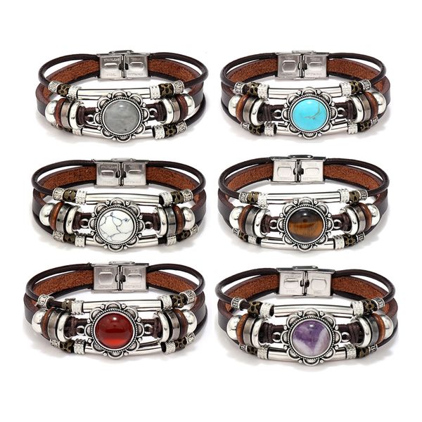 trendy vintage national style multilayer leather stainless steel bracelet selling accessories gifts, White
trendy vintage national style multilayer leather stainless steel bracelet selling accessories gifts, White