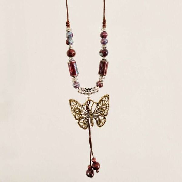 designer's princess butterfly ethnic style ceramic long sweater chain women's ancient style hanging jewelry chinoiserie butterfly, Silver
designer's princess butterfly ethnic style ceramic long sweater chain women's ancient style hanging jewelry chinoiserie butterfly, Silver