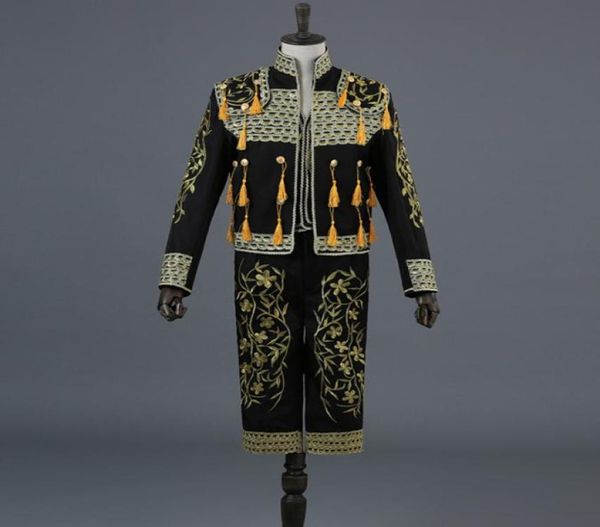 gold embroidery tassel sequin black 3 piece stage suitjacketpantsvest men bullfight dance singer suit blazer matador costume 28806232, White;black
gold embroidery tassel sequin black 3 piece stage suitjacketpantsvest men bullfight dance singer suit blazer matador costume 28806232, White;black