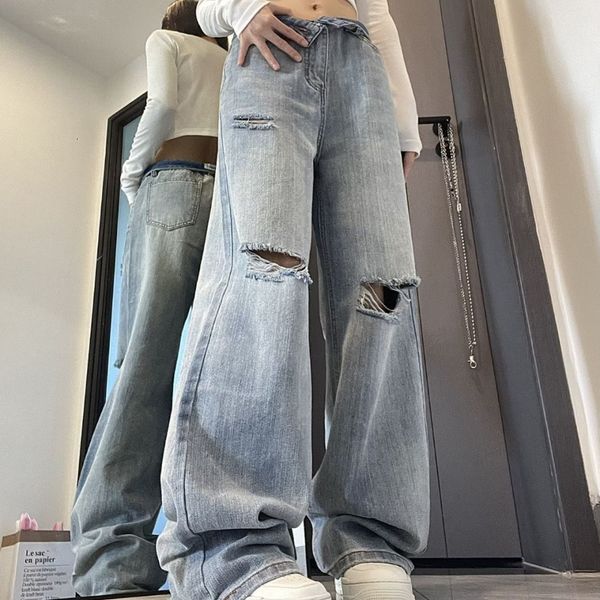 women's jeans fashion light blue design ripped jeans for women ins trend casual high street american hiphop loose waisted jean 230803
women's jeans fashion light blue design ripped jeans for women ins trend casual high street american hiphop loose waisted jean 230803