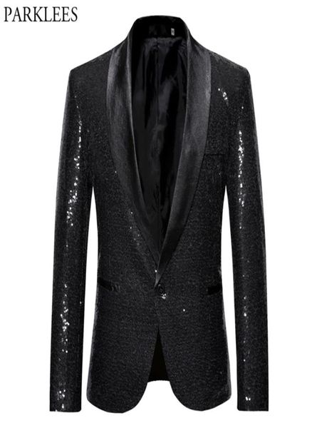 black sequin one button shawl collar suit jacket men bling glitter nightclub prom dj blazer jacket men stage clothes for singers 23879573, White;black
black sequin one button shawl collar suit jacket men bling glitter nightclub prom dj blazer jacket men stage clothes for singers 23879573, White;black
