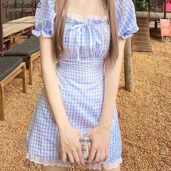summer dress square collar girl wind bud bubble sleeves blue chequered dresses short skirt with slim waist y2k goth dress 210602, White;black
summer dress square collar girl wind bud bubble sleeves blue chequered dresses short skirt with slim waist y2k goth dress 210602, White;black