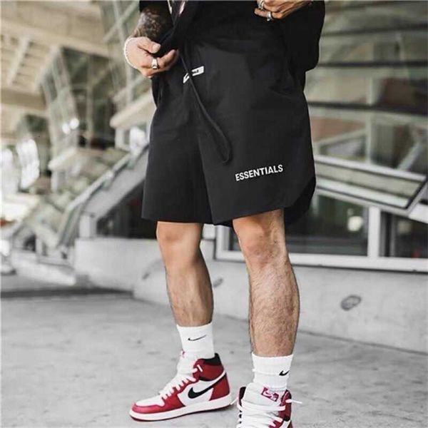 fashion essentials 3m reflective letters nylon quick-drying men and women wear hip-hop shorts outdoors on the beach, Black