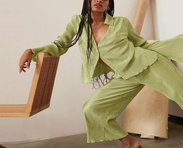 women039s two piece pants flare long sleeve shirt loose suit pleated vneck shirts and wide leg trousers female matching set ca5592076, White
women039s two piece pants flare long sleeve shirt loose suit pleated vneck shirts and wide leg trousers female matching set ca5592076, White