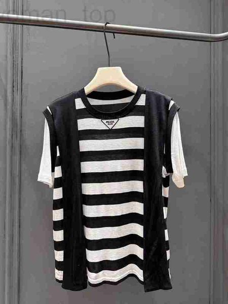 women's t-shirt designer p family 23 summer new style casual triangle standard calling stripe fake two piece short sleeve t-shirts pkl5, White
women's t-shirt designer p family 23 summer new style casual triangle standard calling stripe fake two piece short sleeve t-shirts pkl5, White