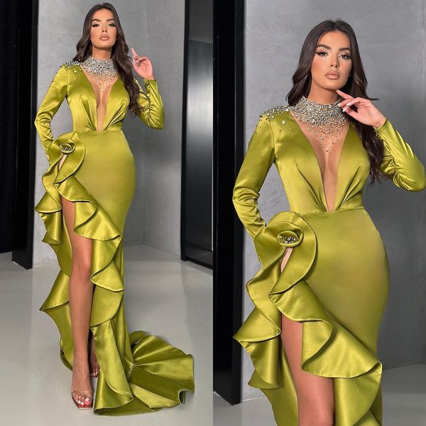 elegant green mermaid evening dresses beads collar illusion v neck formal party prom dress split red carpet long dresses for special occasio, Black;red
elegant green mermaid evening dresses beads collar illusion v neck formal party prom dress split red carpet long dresses for special occasio, Black;red