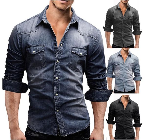 men cotton denim shirt fashion autumn slim long sleeve male cowboy shirt stylish wash slim, White;black
men cotton denim shirt fashion autumn slim long sleeve male cowboy shirt stylish wash slim, White;black